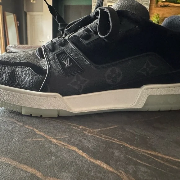 Louis Vuitton Black and White Monogram Sneakers